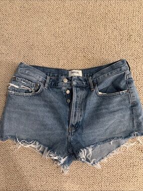 Agolde Parker Light Blue Distressed Cutoff Denim Shorts